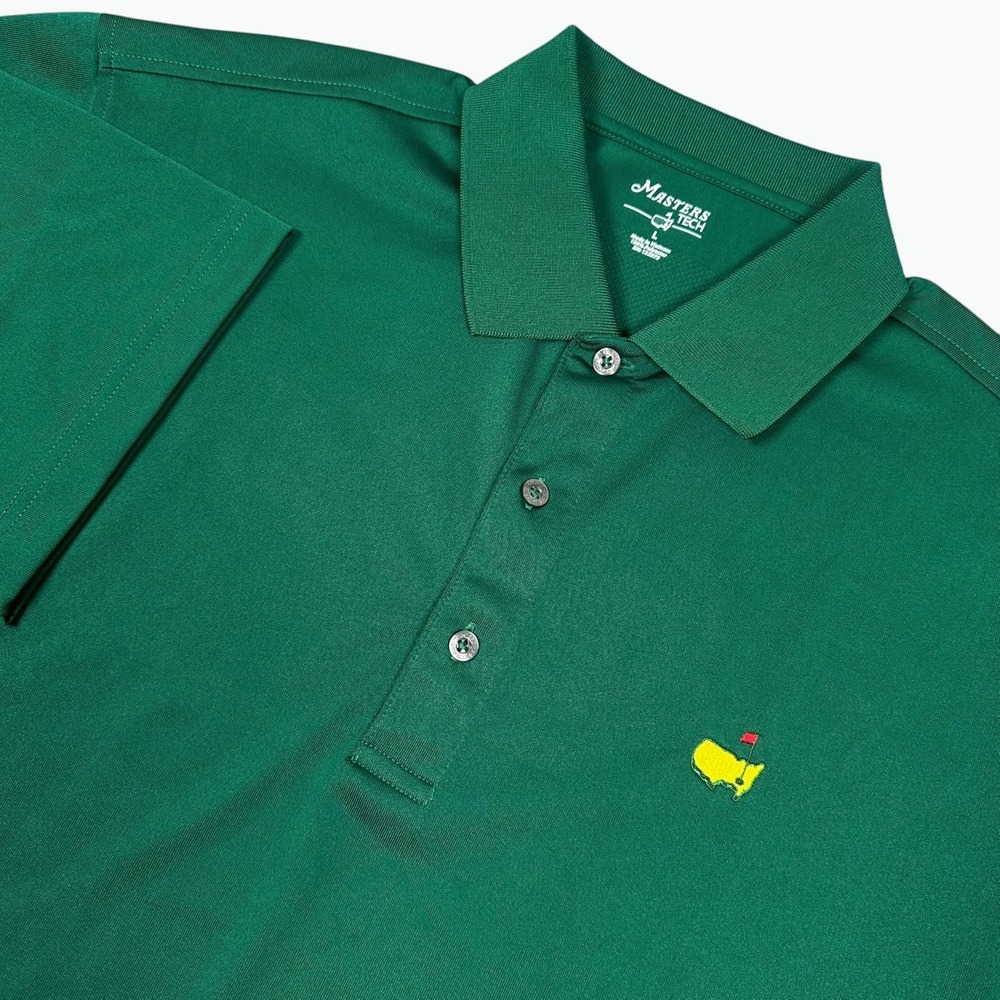 Masters Tech Polo Shirt Mens Large Green Short Sleeve Golf Tournament